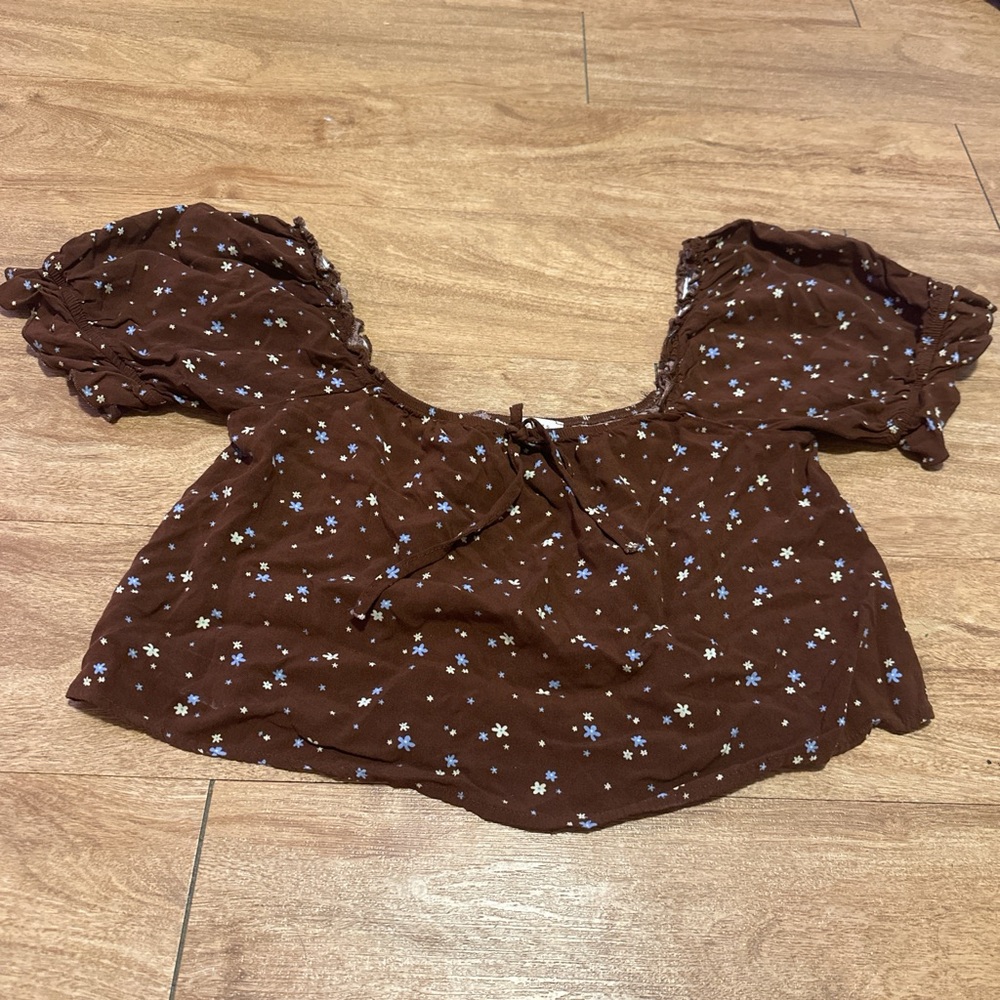 La Hearts Brown Floral Blouse